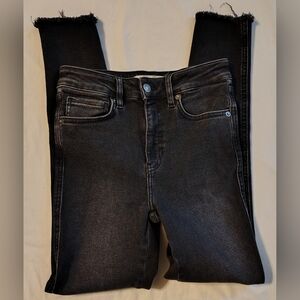 We The Free Black Faded Wash High Rise Skinny Stretch Raw Hem Jeans Size 26